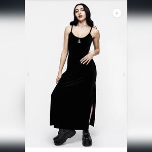 NWT Disturbia Vipera Midnight Black Velvet Gown UK Size 6